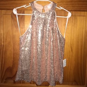 NWT Small Gold Sequin Halter Top